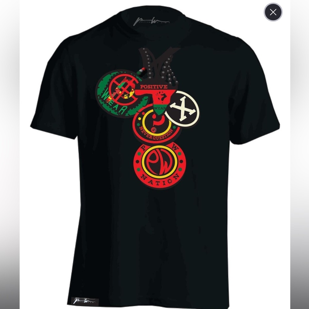 Positive Wear Mens Black Africa T-Shirt Designer